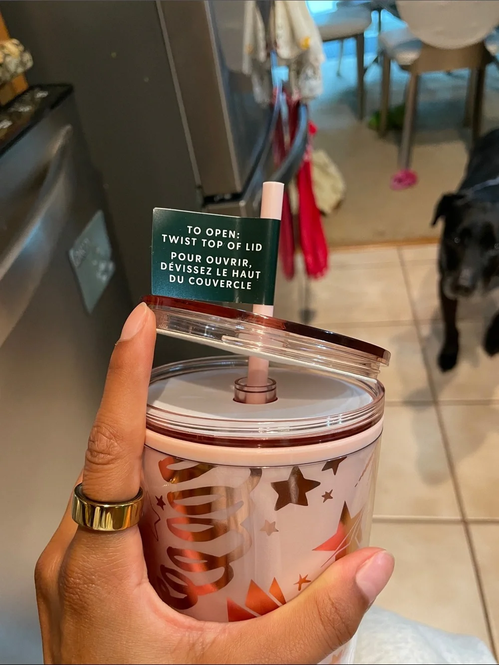 Starbucks Pink and Rose Gold Celestial Refillable Tumbler